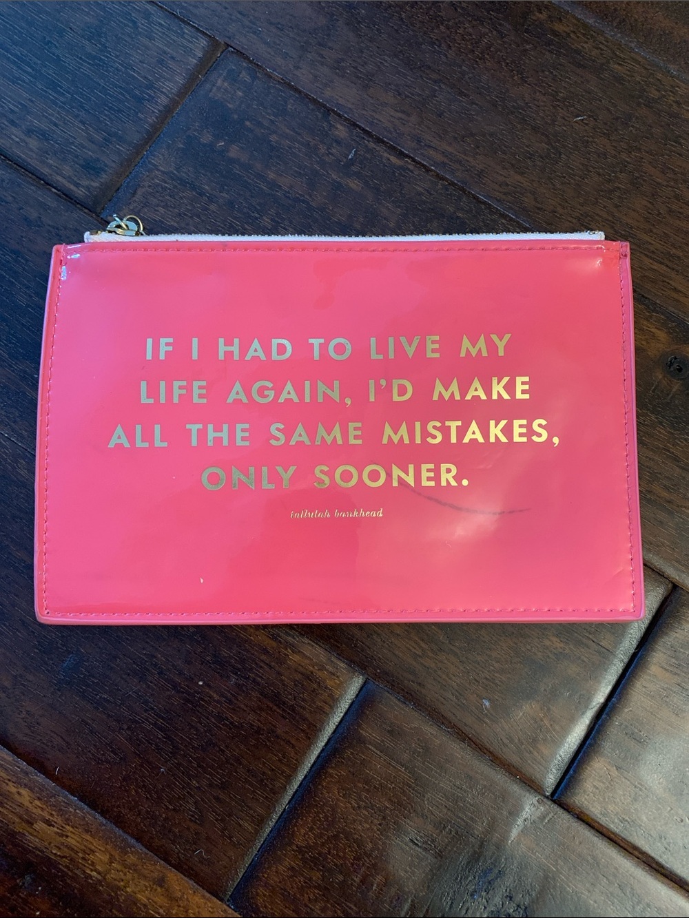 Kate spade ♠️ Gold Lettered Pink Vinyl Cosmetic Pouch - Mistakes